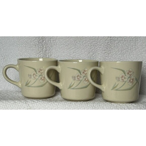 Corelle By Corning Coffee Cups Spring Pond Pattern Introduced 1985 Set Of Three - Picture 5 of 11